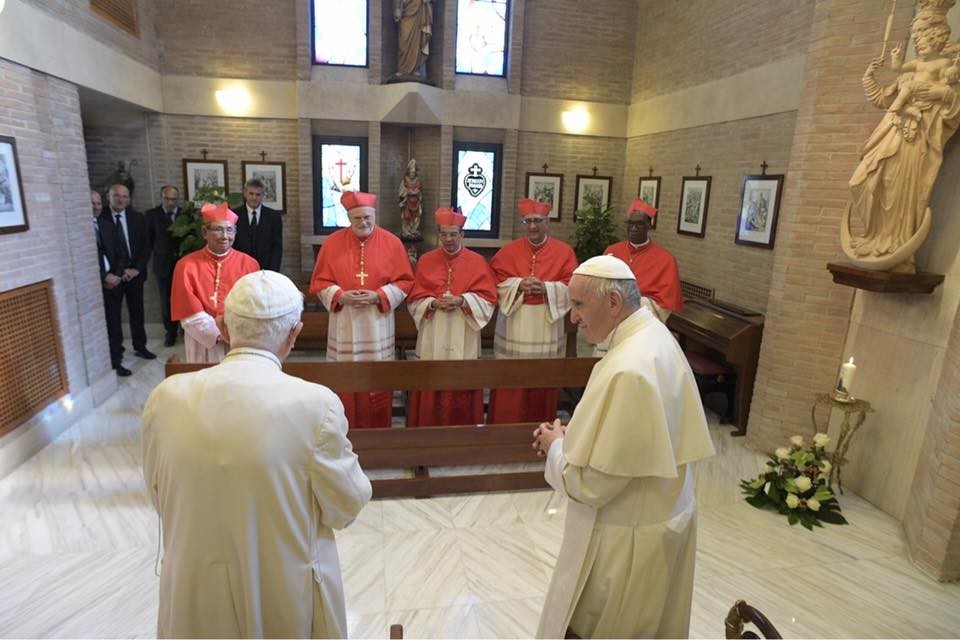 POPE FRANCIS AND THE NEW CARDINALS AT MATER ECCLESIAE AFTER CONSISTORY